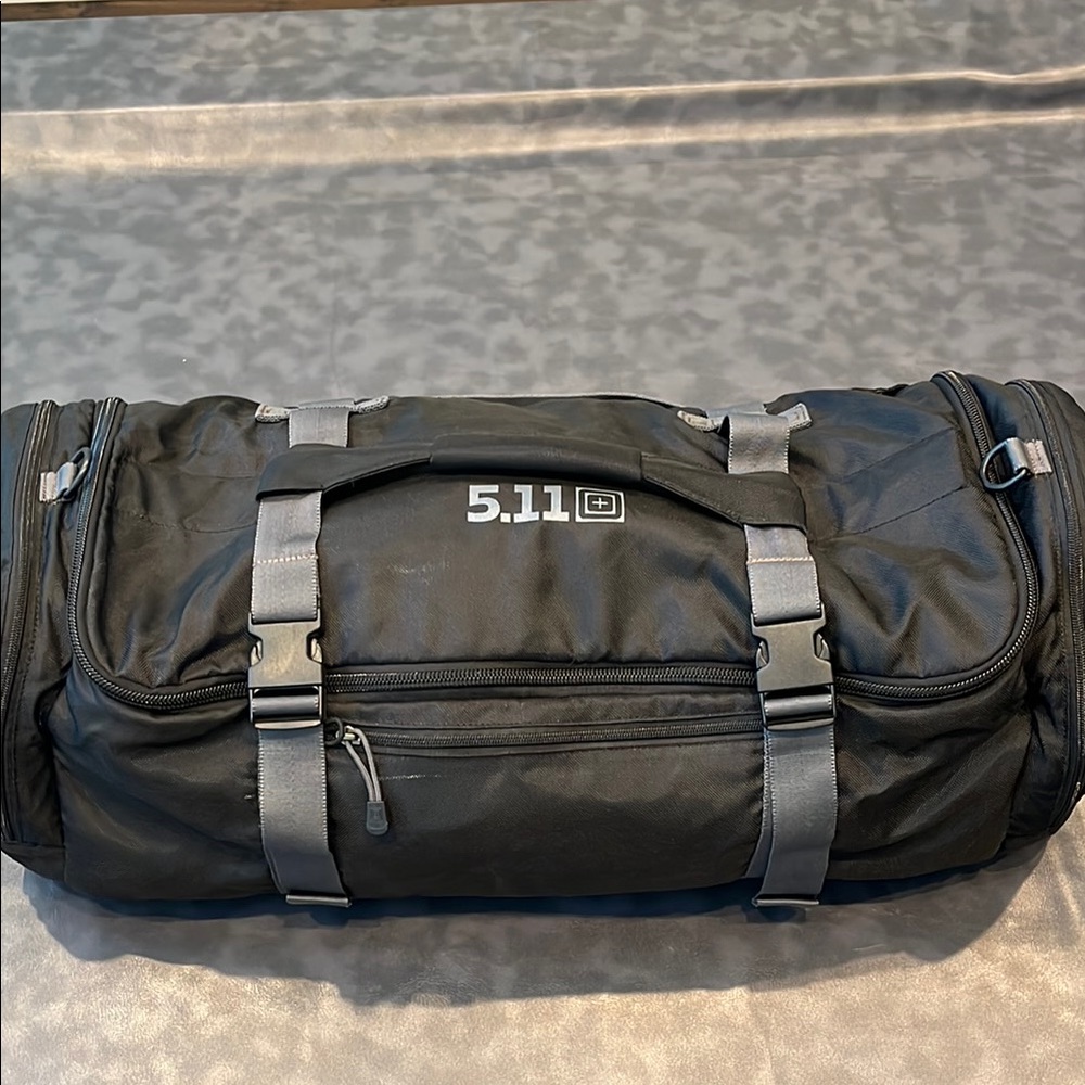 5.11 Tactical Black and Gray Duffel Bag with Adjustable Straps